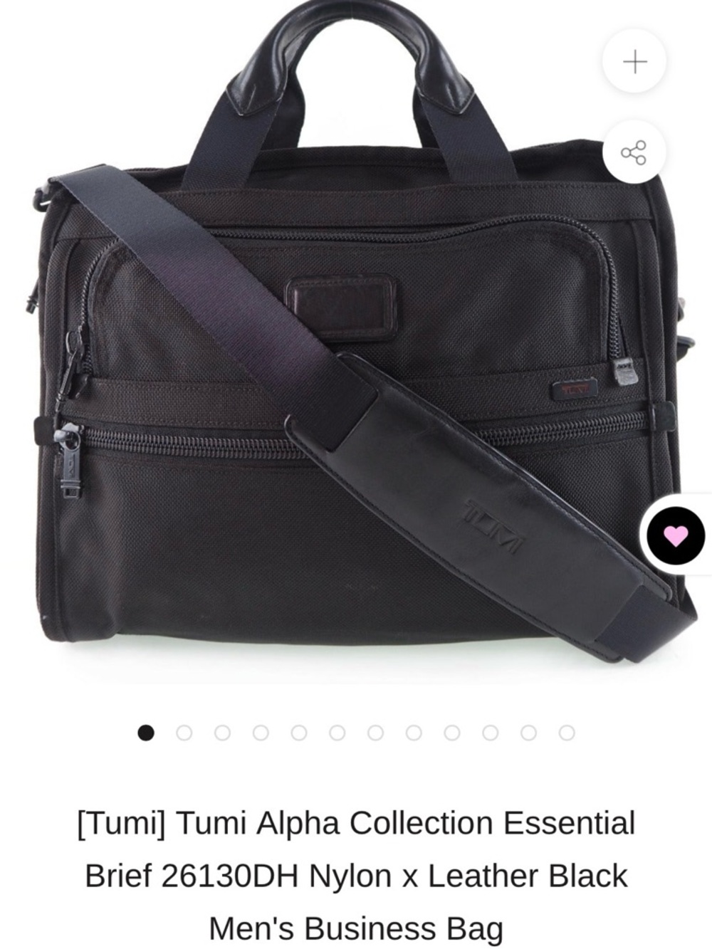 Tumi Black Nylon & Leather Brief with Detachable Strap